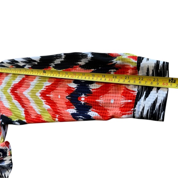 Jones New York Sheer Ikat Print Blouse XL Oversized Boho Tunic Top Artsy Spring - Picture 6 of 10